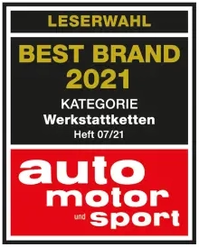 Auszeichnung auto motor sport - Best Brand 2021 Kategorie Werkstattketten